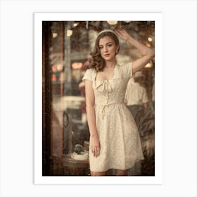 Young Lady Strikes A Pose For A Vintage Style Photograph Her Figure Softly Out Of Focus Simulating Art Print