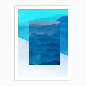 Minimal art Abstract Blue Mountains Art Print