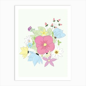 Watercolor Flowers Flower Pattern Design Spring Art Print