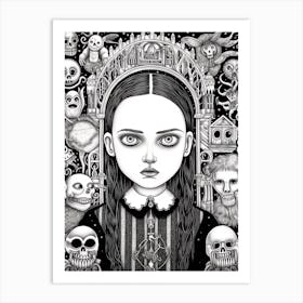 Wednesday Addams World Line Art 0 Fan Art Art Print