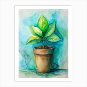 Potted Plant Watercolor Painting 1 Art Print