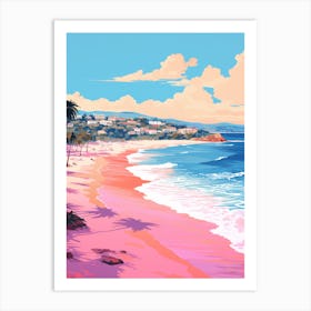 An Illustration In Pink Tones Of  Grand Anse Beach Grenada 2 Art Print