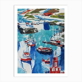 Port Of Nuuk Greenland Abstract Block harbour Art Print