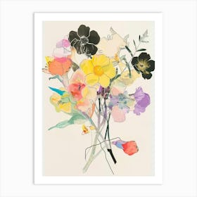 Evening Primrose 3 Collage Flower Bouquet Art Print