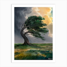 Windy Tree Art Print