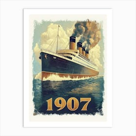 Aihrgdesign A Vintage Travel Poster Of A Grand Steamship In 1 F084c8e5 42ee 41be 808d 9e0c5041022b 1 Art Print