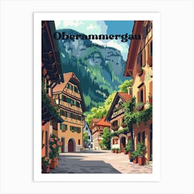 Oberammergau Bavaria Germany Digital Travel Art Art Print