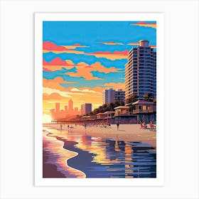 Myrtle Beach South Carolina, Usa, Flat Illustration 2 Art Print