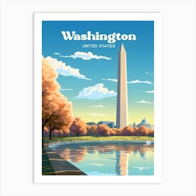 Washington United States Tower Modern Travel Illustration Art Print