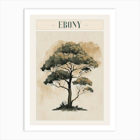 Ebony Tree Minimal Japandi Illustration 3 Poster Art Print