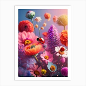 Flower Meadow With Ladybugs Art Print