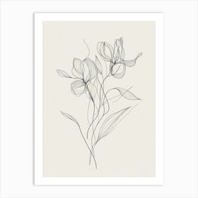 Line Drawing Of Flowers 10 Art Print