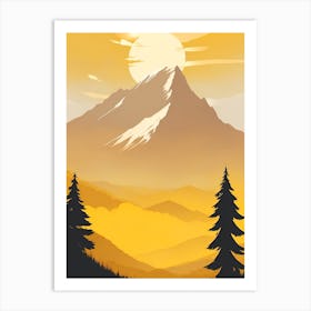 Misty Mountains Vertical Composition In Yellow Tone 36 Art Print