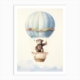 Baby Chimpanzee 1 In A Hot Air Balloon Art Print