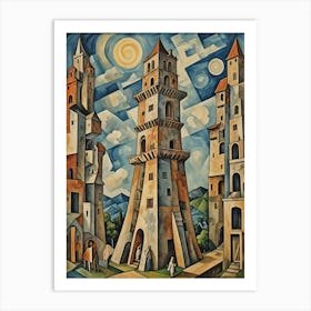 Tower In Abstract Art Print