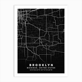 Brooklyn Michigan USA Black Map Art Print