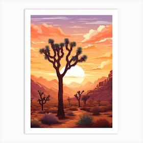 Joshua Tree At Sunset In Nat Viga Style (3) Art Print