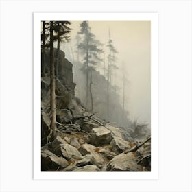 Muted Neutral Mountain Vintage Art Print