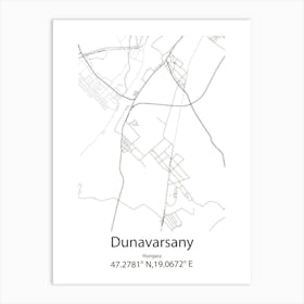 Dunavarsany,Hungary Minimalist Map Art Print