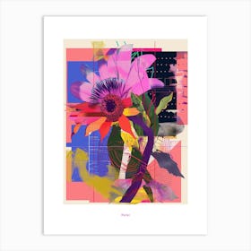 Aster 8 Neon Flower Collage Poster Art Print