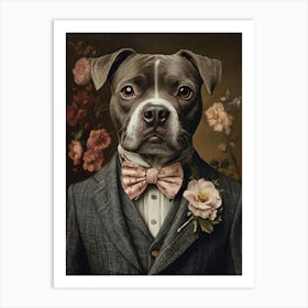 Staffy Staffordshire Bull Terrier Dapper Gentleman Art Print