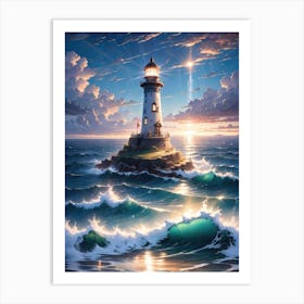 A Lighthouse In The Middle Of The Ocean 11 Art Print