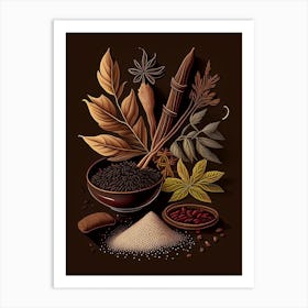 Licorice Spices And Herbs Retro Drawing 1 Art Print