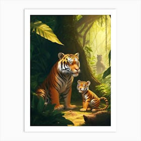 Tiger Family In The Jungle Art Print