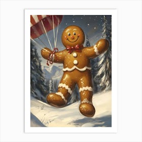 Gingerbread Man Flying Art Print