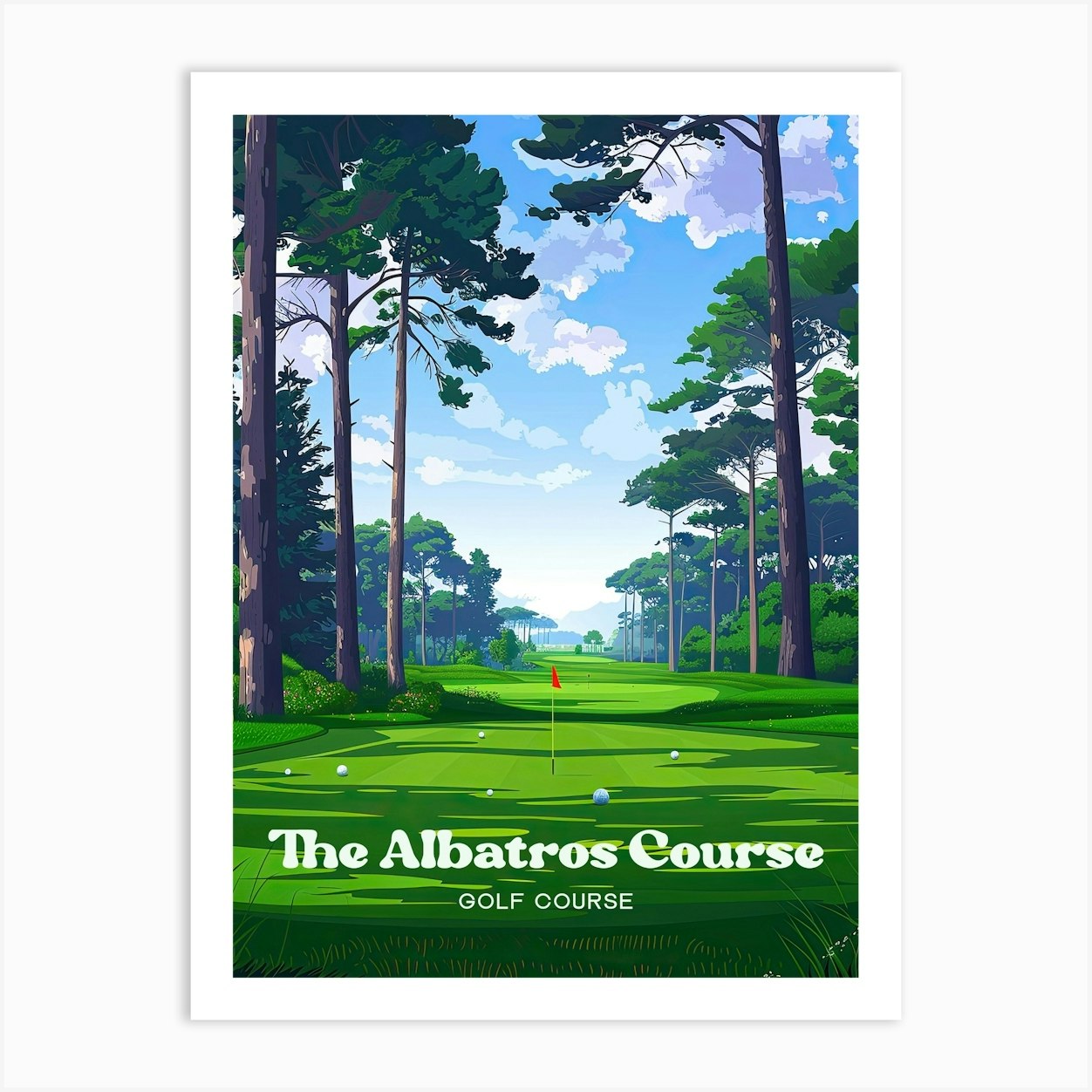 The Albatros Course Le Golf National Art Illustration Art Print by Wanderscape Travel Art