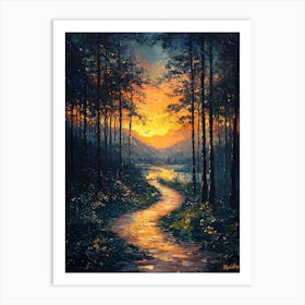 Sunset In The Woods, Impressionist Oil Painting – Inspired by van Gogh Póster