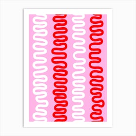 Pink And White Swirls Squiggly Lines 1 Art Print