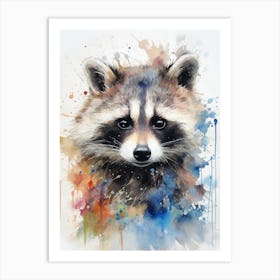 Raccoon Woodland Watercolour 2 Art Print