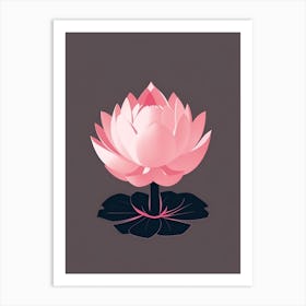 A Pink Lotus In Minimalist Style Vertical Composition 53 Art Print