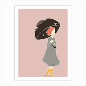 Girl With Umbrella Art Print