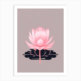 A Pink Lotus In Minimalist Style Vertical Composition 18 Art Print