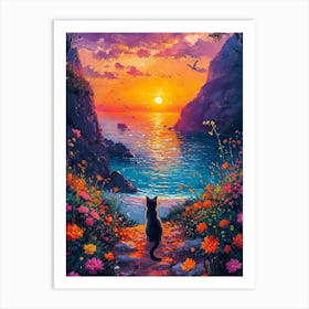 Sunset Cat Art Print