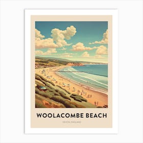 Devon Vintage Travel Poster Woolacombe Beach 2 Art Print