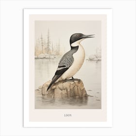 Vintage Bird Drawing Loon 1 Poster Art Print