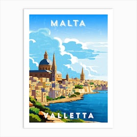 Malta, Valletta — Retro travel minimalist poster 2 Art Print