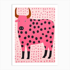 Pink Polka Dot Bison 2 Art Print
