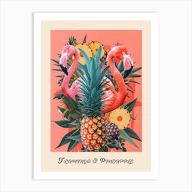 Flamingo & Pineapple Poster Art Print