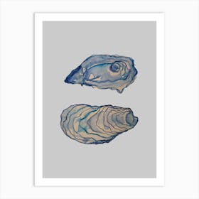 Blue Ink Oysters Art Print