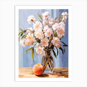 Lavender Flower And Peaches Still Life Painting 2 Dreamy Art Print