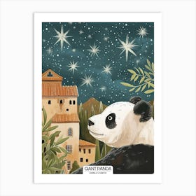 Giant Panda Looking At A Starry Sky Poster 3 Art Print