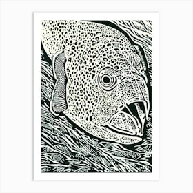 Goliath Grouper Linocut Art Print