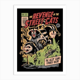 The Revenge of the Street Cats - Dark Horror Movie Raccoon Possum Poster Gift 1 Art Print