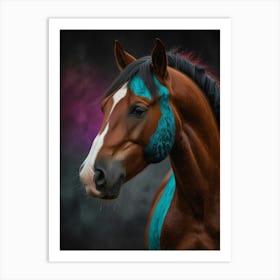 Horse With Mane bluw Art Print