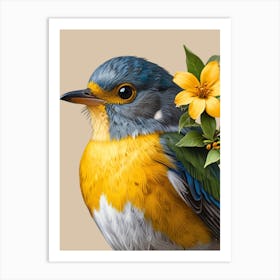 Bird With Flowers Art Print