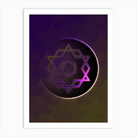 Geometric Neon Glyph on Jewel Tone Triangle Pattern 299 Art Print
